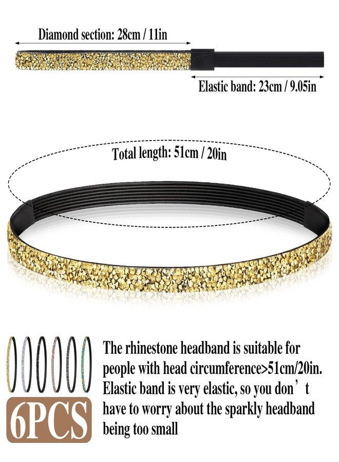 WJIAAA Sparkly Headbands for Women, 6 Pcs Elastic Headbandsfor Women Non Slip Shiny Rhinestone Headband Sweaty Bands Headbands for Sports Yoga Hair Accessories - Image 2